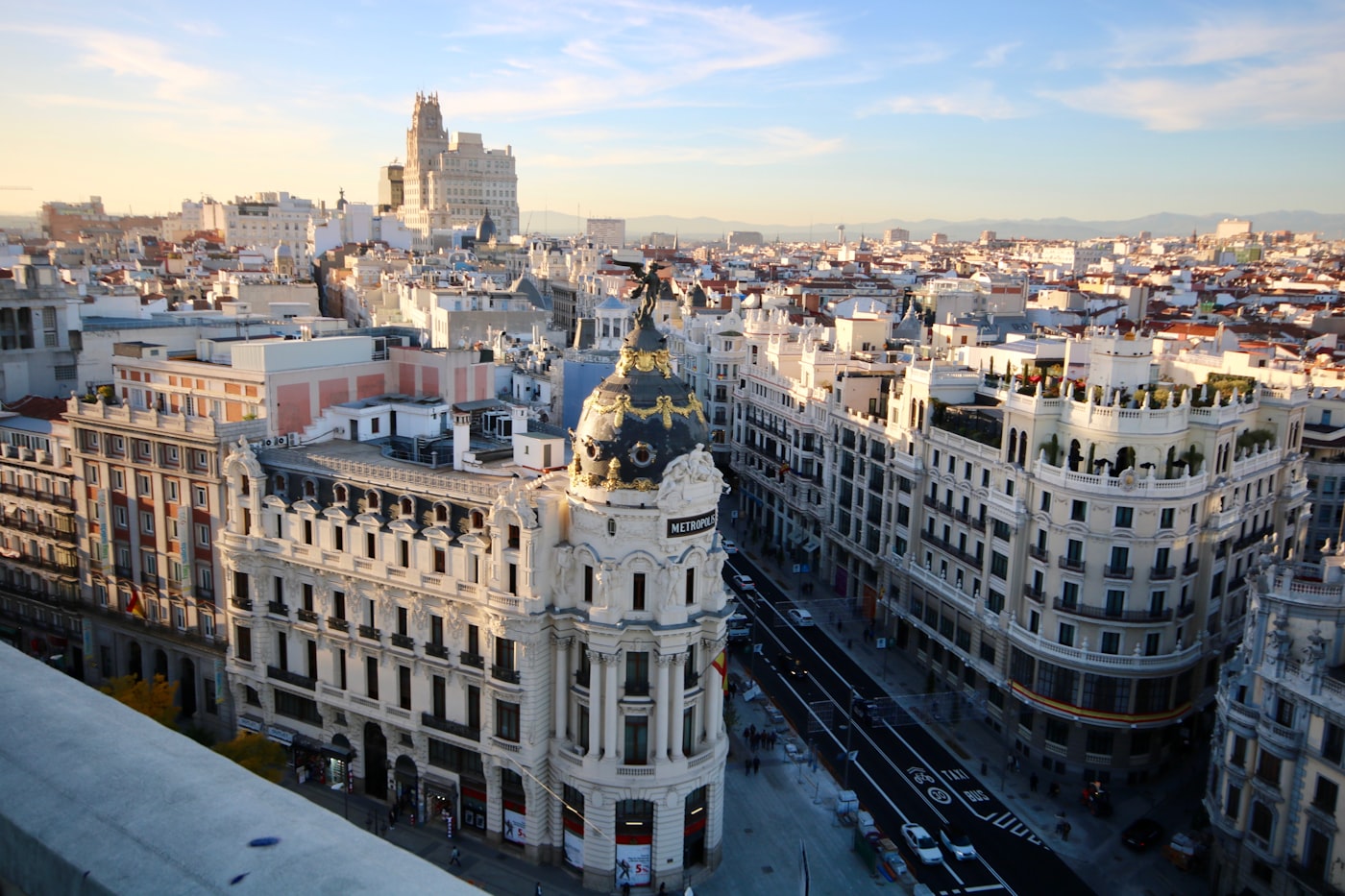 The domed Metropolis building on Madrid's Gran Vía